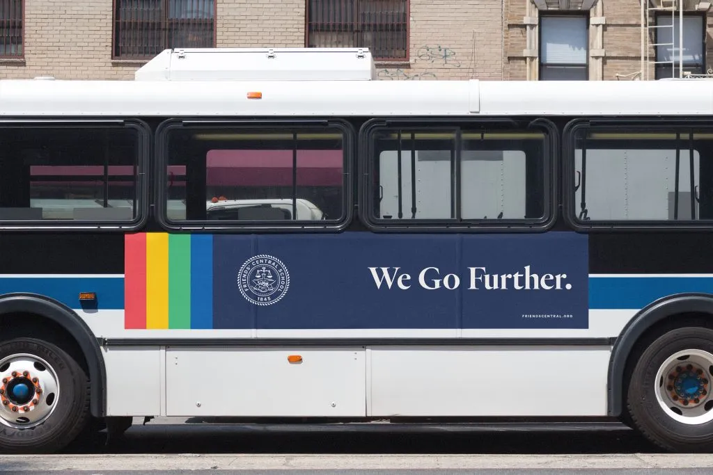 bus ad for quaker private school, Friends' Central School branding campaign by J2