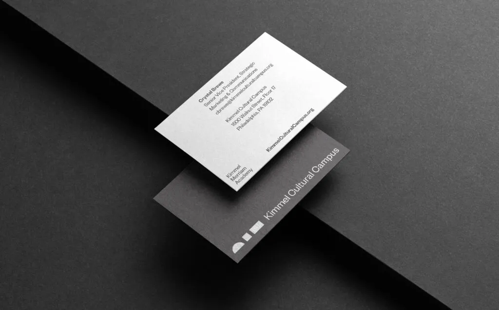 Kimmel Cultural Campus business card design by J2