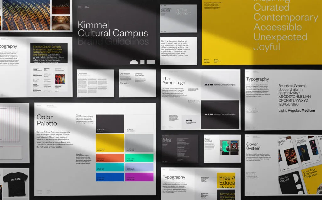 Comprehensive brand, color, and typography guidelines for Kimmel Cultural Campus by J2