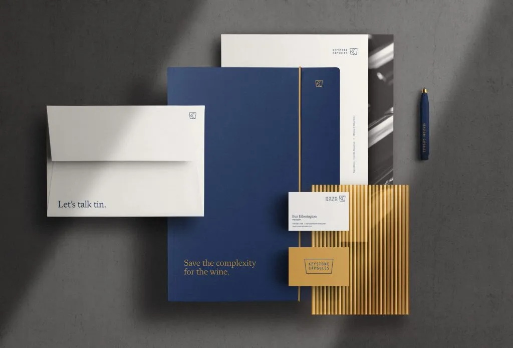 clean and conservative stationery system mock up for American wine company