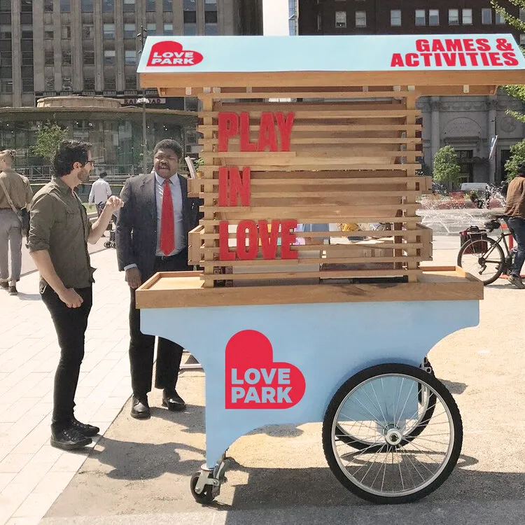 Branded activities cart in city park