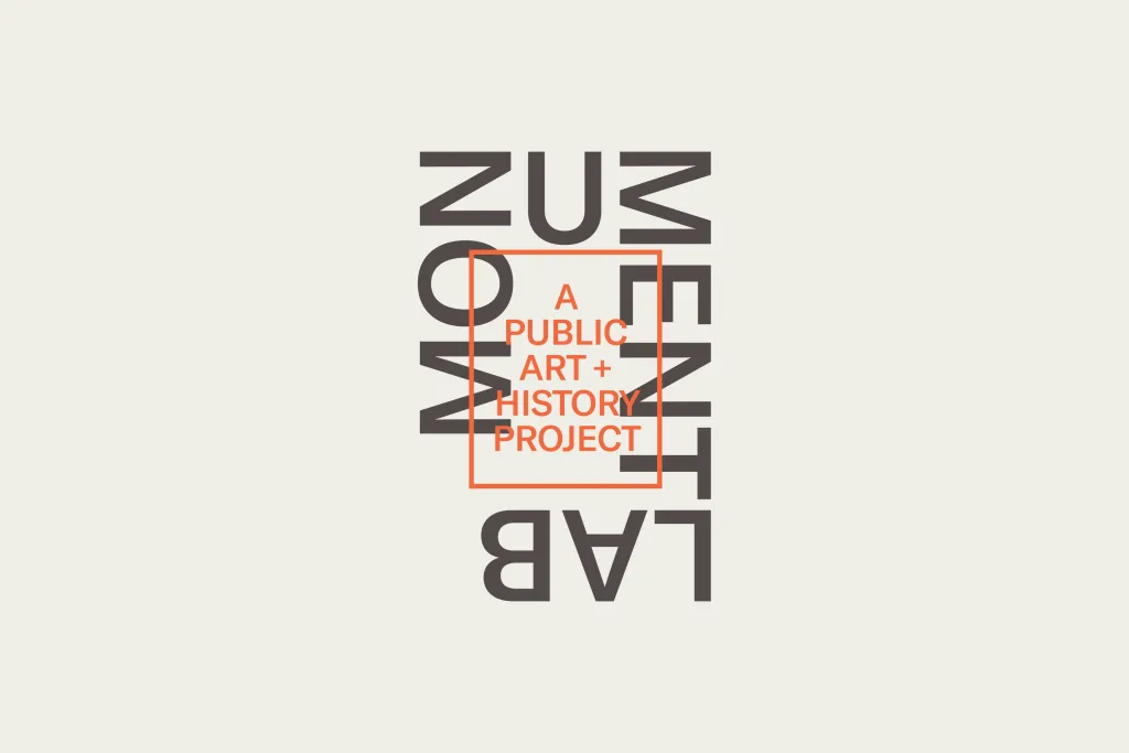 black and orange typographic logo for citywide art exhibition