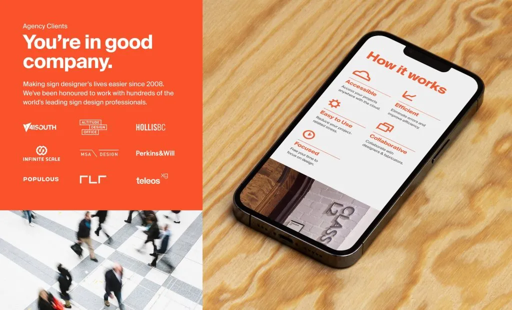 Mobile web design using minimal color, bold type, and strong iconography