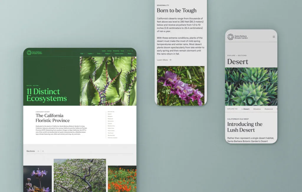 desktop and mobile website design for Santa Barbara Botanic Garden by J2