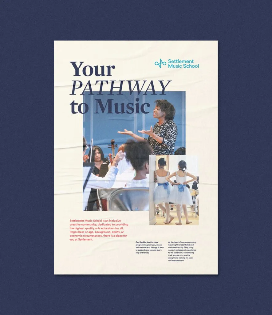 poster design with overlapping images and type for private music and dance school