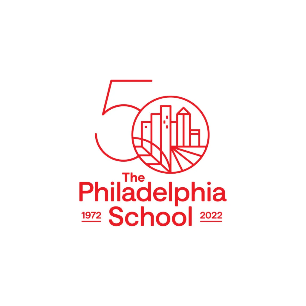 The Philadelphia School 50th anniversary logo, graphic design by J2