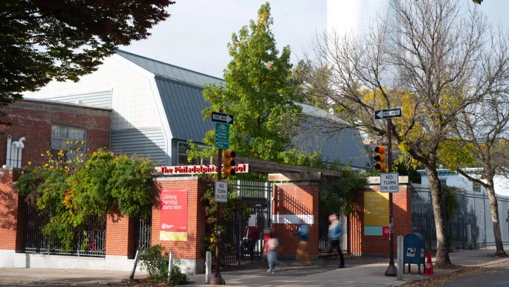 The Philadelphia School entrance, branding and graphic design by J2