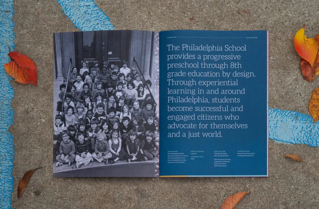 The Philadelphia School information booklet, graphic design and branding by J2