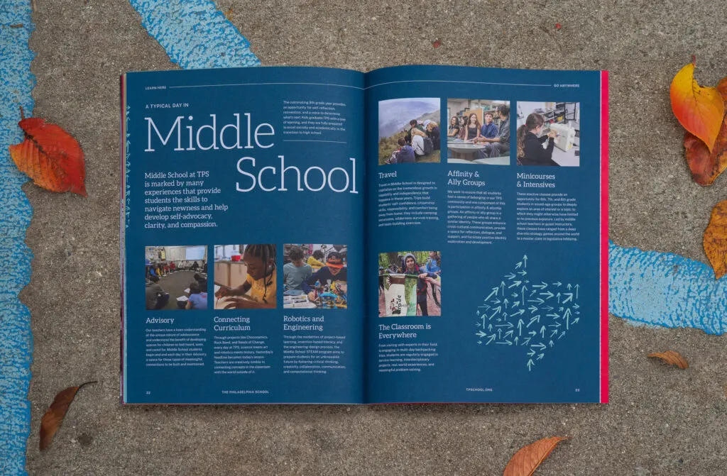 The Philadelphia School information booklet, graphic design and branding by J2