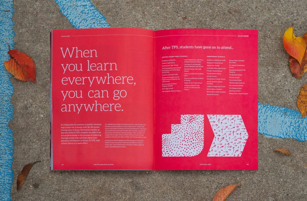 The Philadelphia School information booklet, graphic design and branding by J2