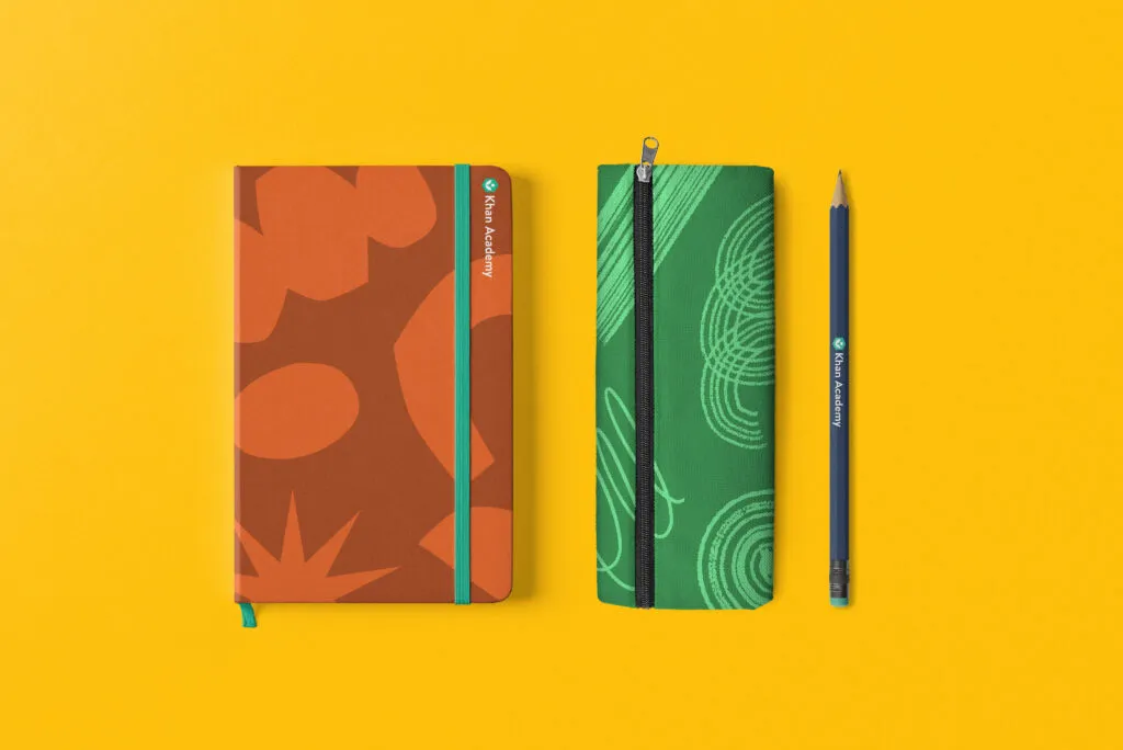 Khan Academy notebook and pencil case design by J2