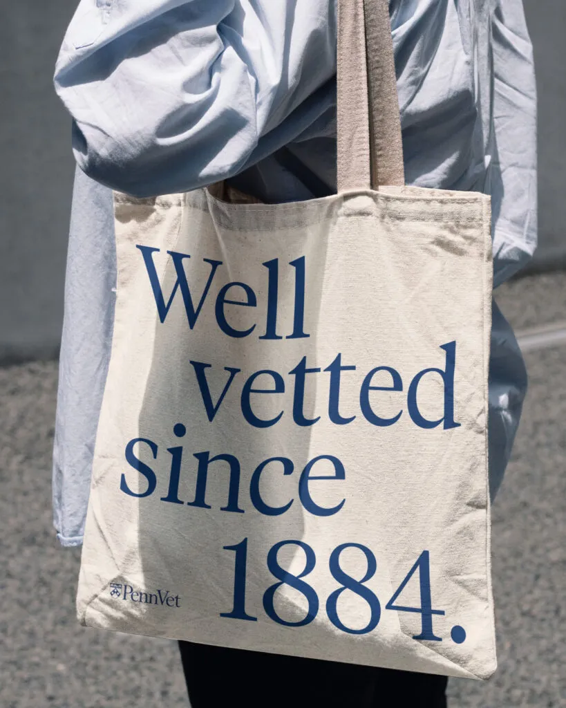 canvas tote bag branded for Penn Vet by J2