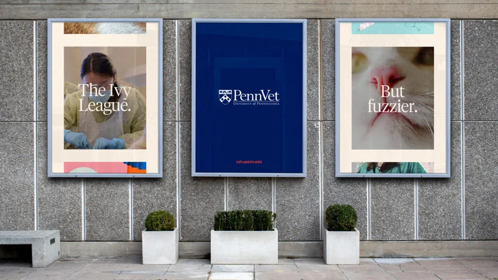 posters with closeup photos of pets and Penn Vet logo, graphic design and brand campaign by J2