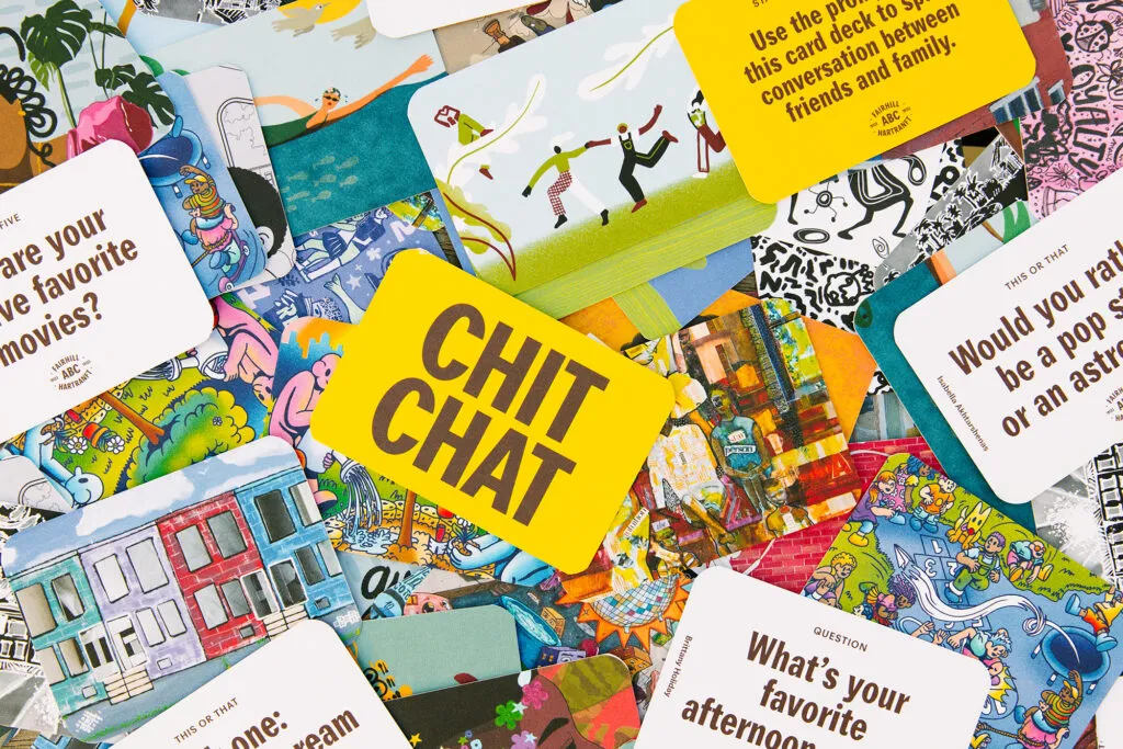 Chit chat cards for literacy campaign. Literacy Rich Initiative brand by J2.