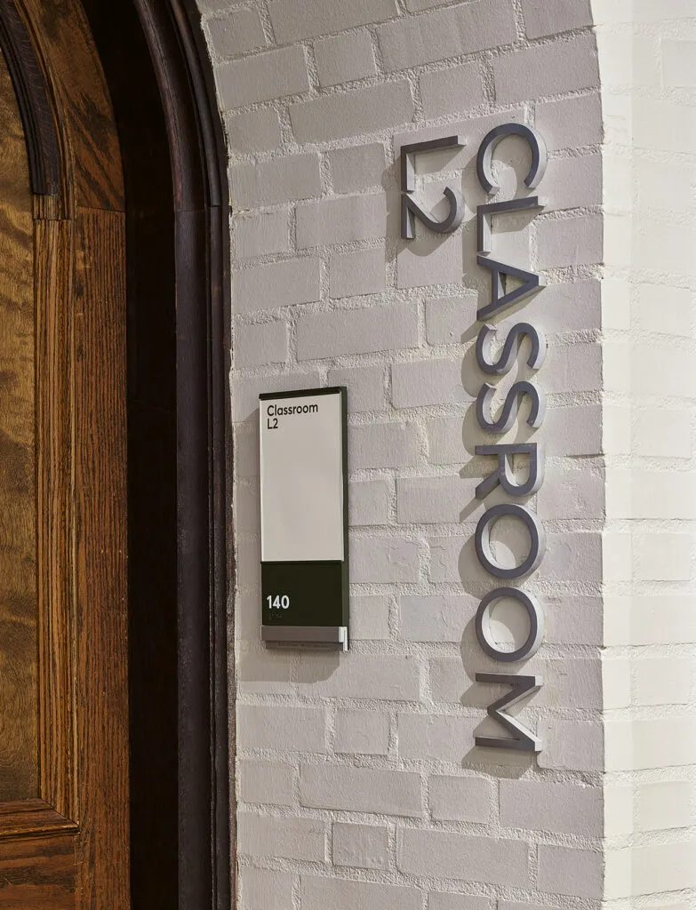 museum classroom sign with pinned letters